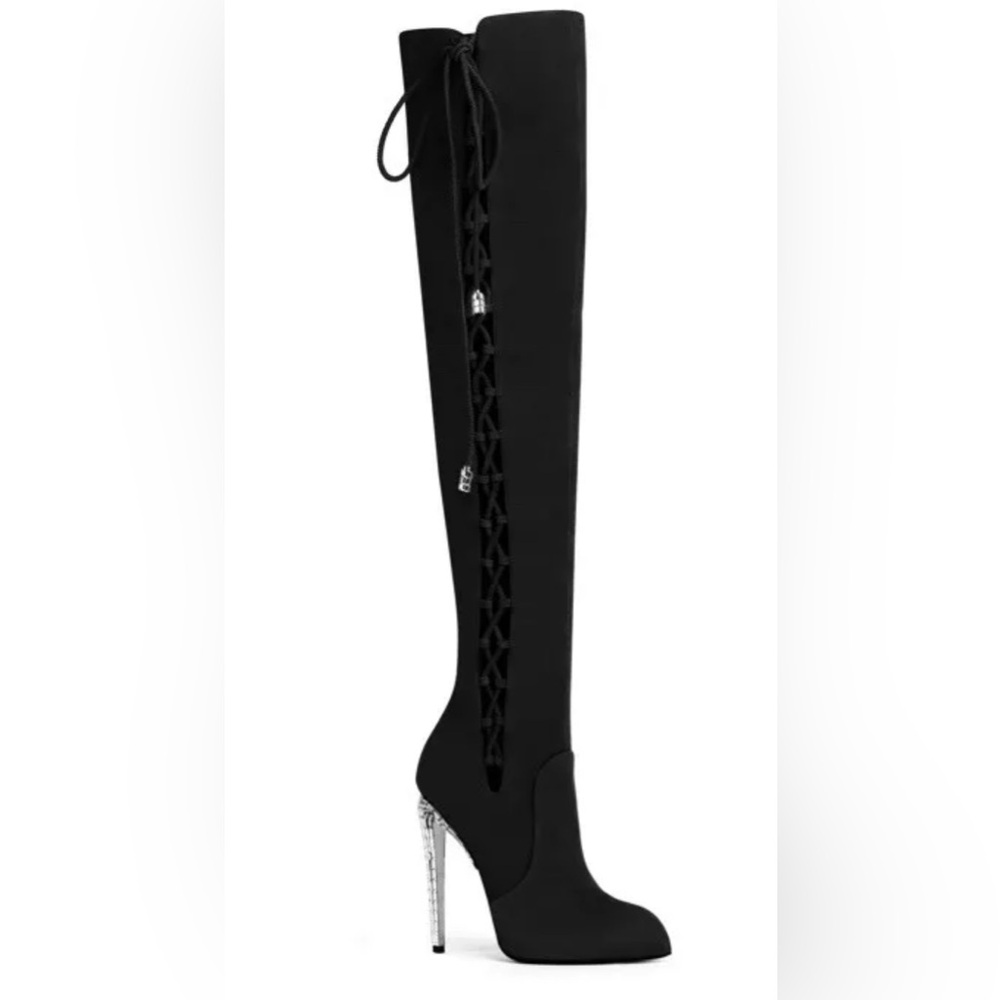 Giuseppe Zanotti  suede leather lace up crystal mirrored boots Sz. 36.5